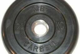 Диск обрезиненный черный MB Barbell d-26mm 2, 5кг