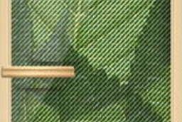 Дверь для сауны АКМА Арт-серия GlassJet Зелёные Листья 7х19 (коробка -осина/липа)