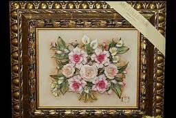 Картина фарфоровая панно Букет цветов 57 х 49 см.