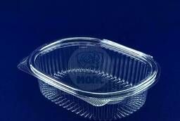 Disposable plastic food container with a lid. ..