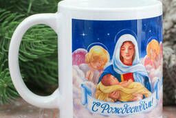 Mug Birth of Christ 300 ml. Ceramics. Gift wrapping