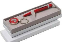 Cacharel set: ballpoint pen, keyring with USB stick. ..
