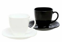 Tea set for 6 persons, 3 black and 3 white cups 220. ..