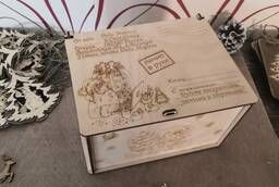 Новогодняя подарочная деревянная коробка