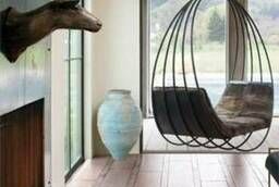 Оригинальные металлические подвесные качели, кресло-лежанка.