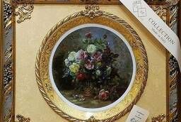 Панно с тарелкой Букет цветов в высокой корзине