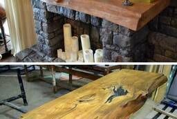 Fireplace shelf from Walnut, Karagach, Oak and petrified wood