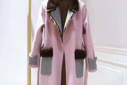 Woolen coat with livemaster mink fur. ru