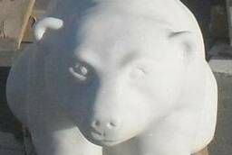 Скульптура статуя Медведь из белого мрамора