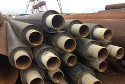 Steel pipe 133x6mm PPU insulation stale. Pipes with a diameter of
