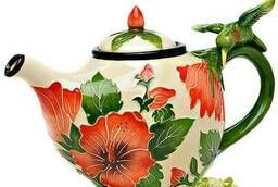 Заварочный чайник керамический Колибри в цветах. 1200 мл. .. .