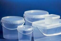 Plastic cans, buckets, food containers