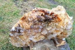 Druse of rock crystal with smoky quartz.