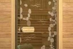 Дверь стеклянная для бани и сауны с рисунком