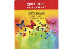 Карандаши цветные Brauberg Бабочки, набор 18 цветов. ..