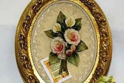 Картина фарфоровая панно Букет прекрасных цветов 25 х 30 см.