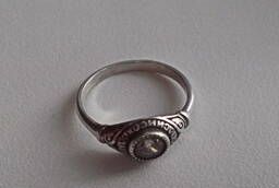 Кольцо серебряное, с надписью Спаси и сохрани, господи