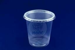 Disposable plastic round food container with. ..