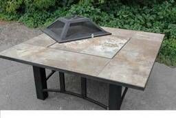 Костровой металлический стол-барбекю с крышкой 120x120х60см