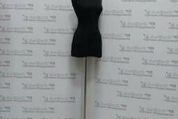 Манекен портной женский, черный, подставка тренога хром, К-301-С-4/A118-1