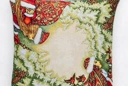 New Years tapestry pillowcase. Ded Moroz and Snegurochka. ...