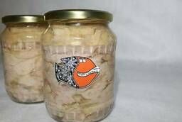 Cod liver glass jar sea