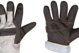 Combined leather gloves (faux fur)