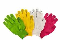 Перчатки в наборе, цвета: белые, розовая фуксия, желтые, зеленые, ПВХ точка, L, Россия. ..