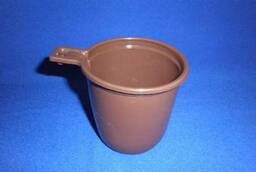 Пластиковая одноразовая чашка кофейная 200мл, коричневая