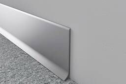 Skirting board aluminum silver, 80 mm, 15 mm indent