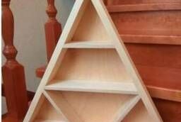 Triangular wooden shelf