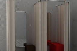 Wall fitting room 2000x2000x1000mm, 3 supports, chrome, PPr6