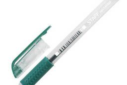 Ручка гелевая с грипом Staff, Зеленая, корпус прозрачный. ..
