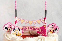 Candle in cake Disney 1 year old 2 candles + toppers, Minnie Mouse