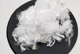 Recycled highly crimped hollow fiber (with