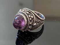 Старинное серебряное кольцо с Природным аметистом