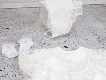 Крестильный набор (на крещение) белое платье и чеп