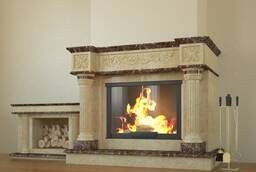 Fireplace made of natural stone (granite, marble, onyx)