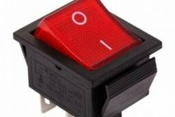 Переключатель клавишный широкий 20А (красный цвет)