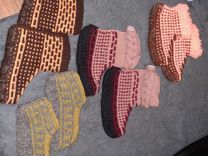 Вязанные носки тапочки