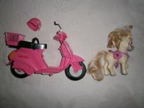 Мотоцикл, лошадка, аксессуары для куклы Барби