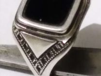 Кольцо печатка. серебро 925*, абсидиан