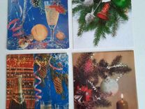 Новогодние открытки елка дед мороз игрушки 1991-92