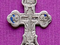 Крест старинный нательный серебро 84 клеймо мастер