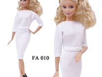 Одежда для куклы Барби трикотажное платье белое