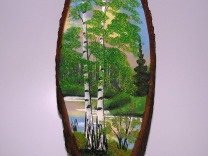 Картина (панно) из камня на спиле дерева