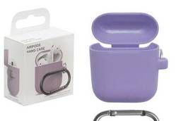 Чехол Airpods Silicon Case фиолетовый с карабином