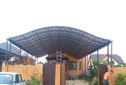 Awnings and canopies made of polycarbonate