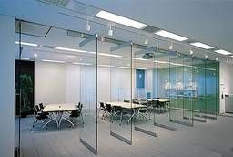 Офисные перегородки раздвижные стеклянные триплекс