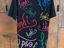 Fendi футболка с разноцветным вышитым логотипом